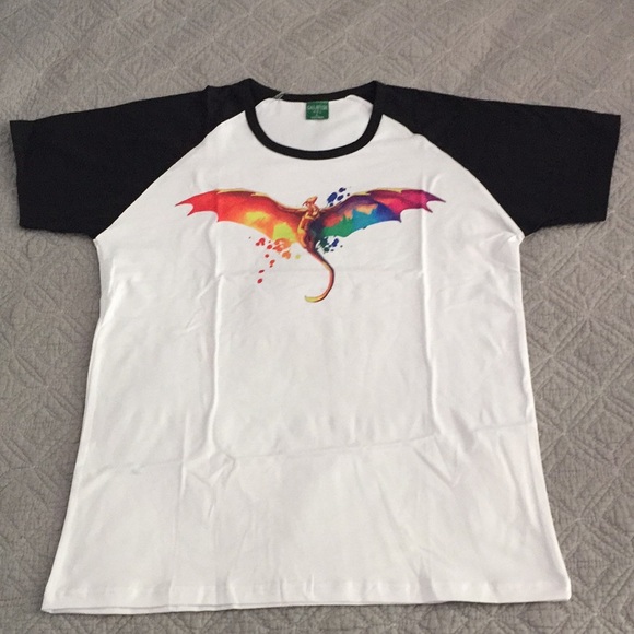 Unknown Boutique Other - Men's (or unisex) Rainbow Dragon Baseball Tee Sz L